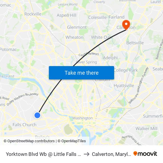 Yorktown Blvd Wb @ Little Falls Rd Ns to Calverton, Maryland map