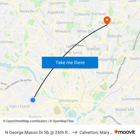 N George Mason Dr Sb @ 26th Rd N Ns to Calverton, Maryland map