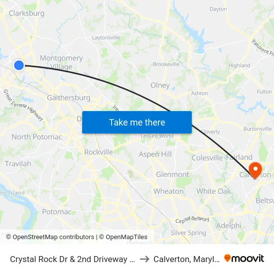 Crystal Rock Dr & 2nd Driveway South to Calverton, Maryland map