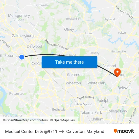 Medical Center Dr & @9711 to Calverton, Maryland map