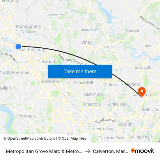 Metropolitan Grove Marc & Metropolitan Ct to Calverton, Maryland map