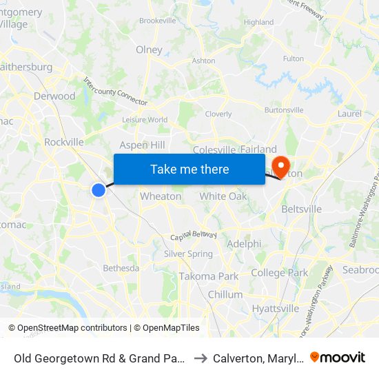Old Georgetown Rd & Grand Park Ave to Calverton, Maryland map