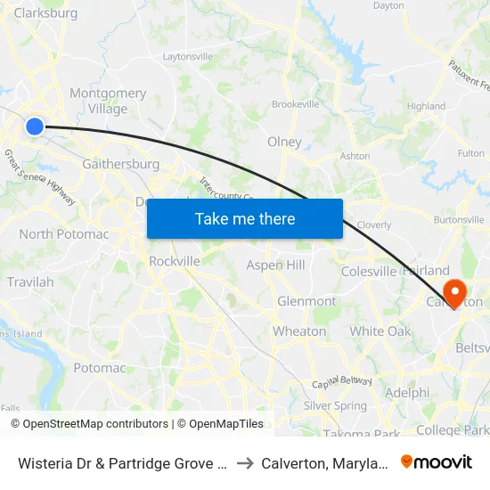 Wisteria Dr & Partridge Wood Dr to Calverton, Maryland map
