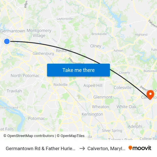 Germantown Rd & Father Hurley Blvd to Calverton, Maryland map