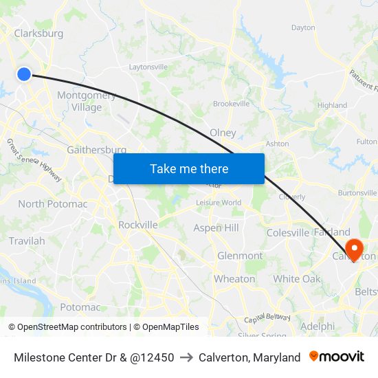 Milestone Center Dr & @12450 to Calverton, Maryland map