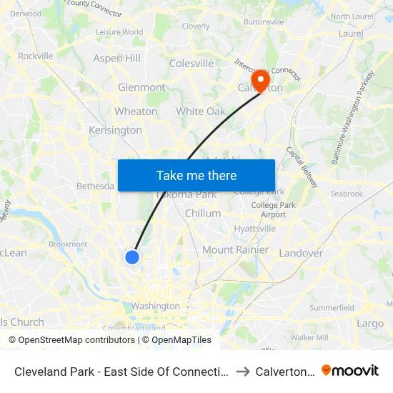 Cleveland Park - East Side Of Connecticut Ave., North Of Ordway St. NW to Calverton, Maryland map
