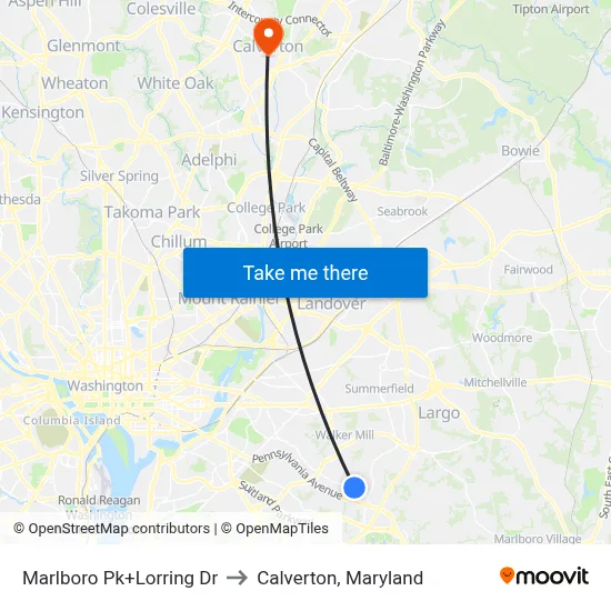 Marlboro Pk+Lorring Dr to Calverton, Maryland map