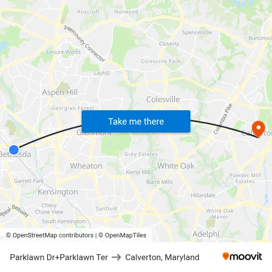Parklawn Dr+Parklawn Ter to Calverton, Maryland map