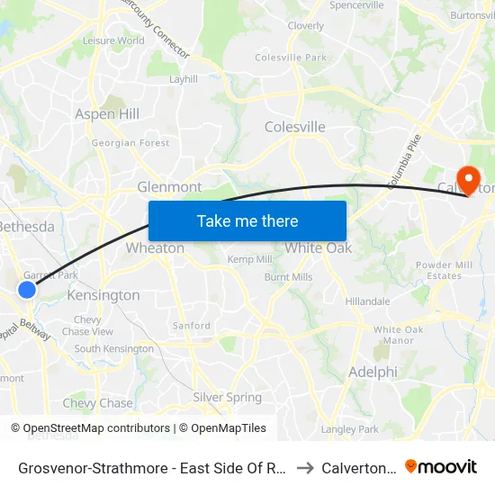 Grosvenor-Strathmore - East Side Of Rockville Pike Near Tuckerman Ln. to Calverton, Maryland map