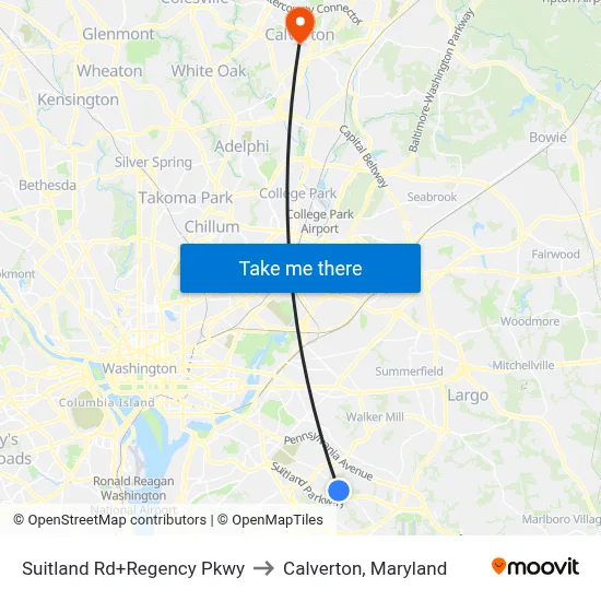 Suitland Rd+Regency Pkwy to Calverton, Maryland map