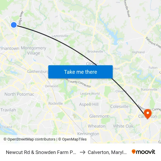 Newcut Rd & Snowden Farm Pkwy to Calverton, Maryland map