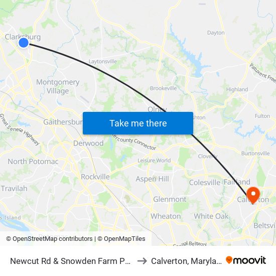 Newcut Rd & Snowden Farm Pkwy to Calverton, Maryland map