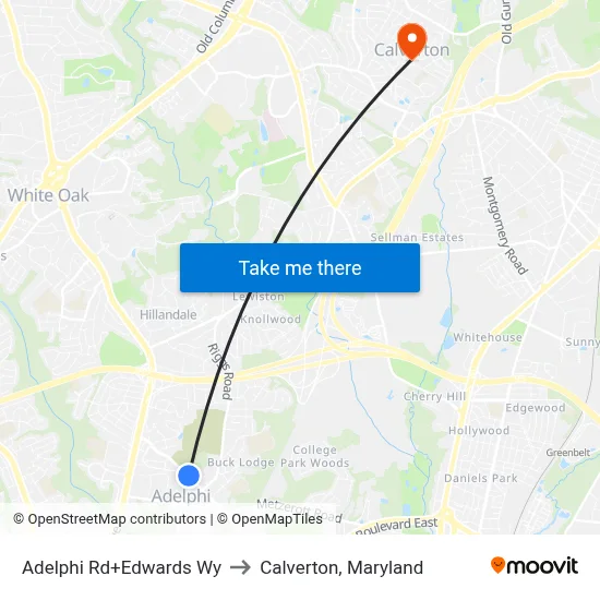 Adelphi Rd+Edwards Wy to Calverton, Maryland map