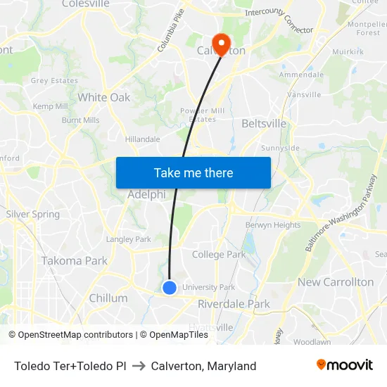 Toledo Ter+Toledo Pl to Calverton, Maryland map