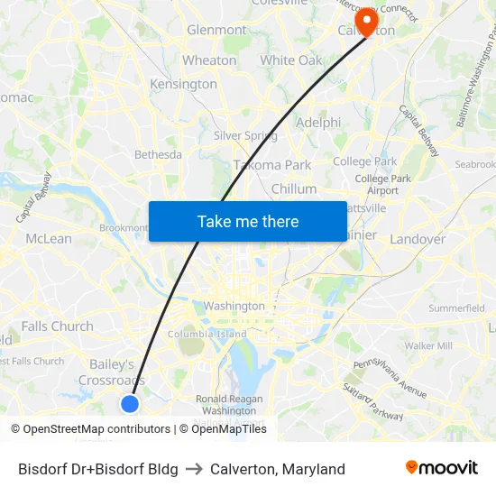 Bisdorf Dr+Bisdorf Bldg to Calverton, Maryland map