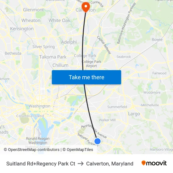 Suitland Rd+Regency Park Ct to Calverton, Maryland map