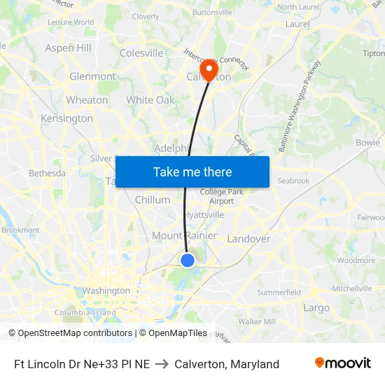 Ft Lincoln Dr Ne+33 Pl NE to Calverton, Maryland map