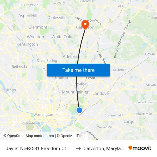 Jay St Ne+3531 Freedom Ct NE to Calverton, Maryland map