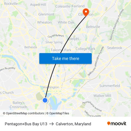 Pentagon+Bus Bay U13 to Calverton, Maryland map