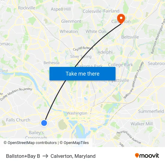 Ballston+Bay B to Calverton, Maryland map