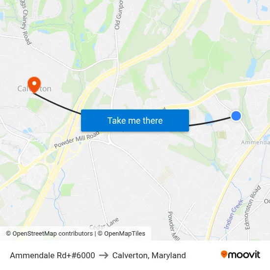 Ammendale Rd+#6000 to Calverton, Maryland map