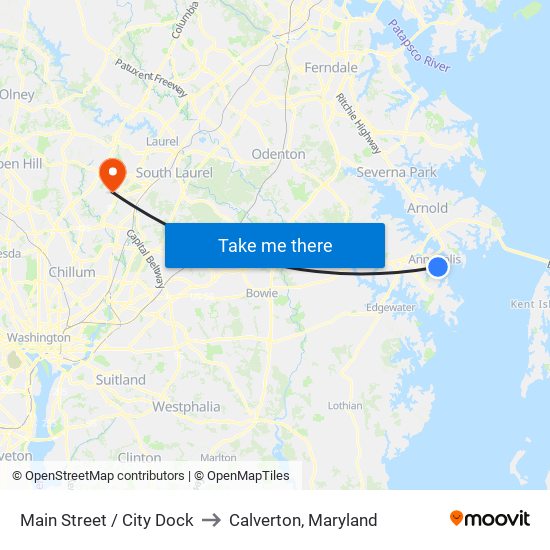 Main Street  / City Dock to Calverton, Maryland map