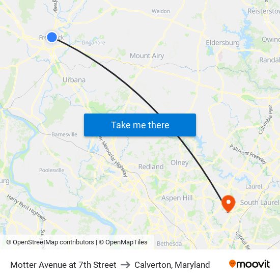 Motter Avenue at 7th Street to Calverton, Maryland map