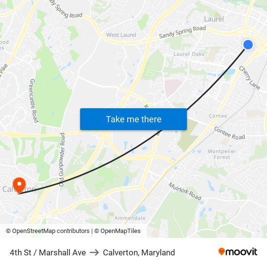 4th St / Marshall Ave to Calverton, Maryland map