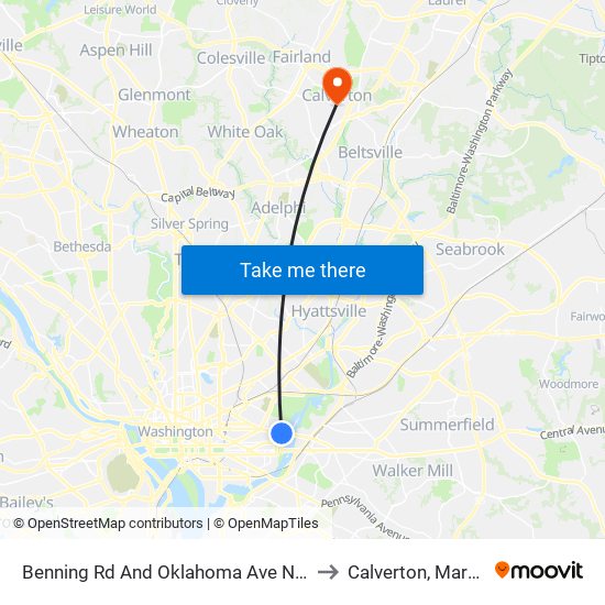 Benning Rd And Oklahoma Ave NE (Tk 2) to Calverton, Maryland map