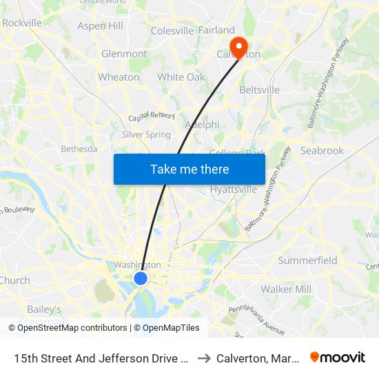 15th Street And Jefferson Drive SW (Sb) to Calverton, Maryland map