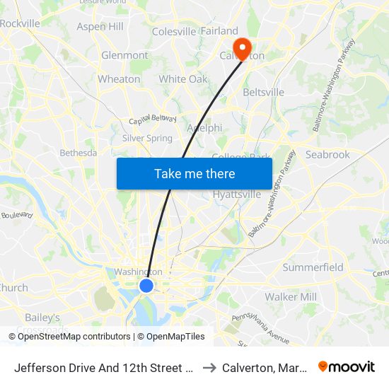 Jefferson Drive And 12th Street SW (Eb) to Calverton, Maryland map