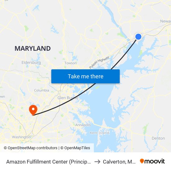 Amazon Fulfillment Center (Principio Pkwy West) to Calverton, Maryland map