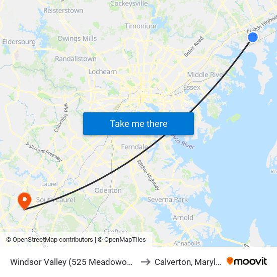 Windsor Valley (525 Meadowood Dr) to Calverton, Maryland map