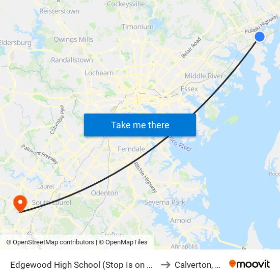 Edgewood High School (Stop Is on Willoughby Beach Rd) to Calverton, Maryland map