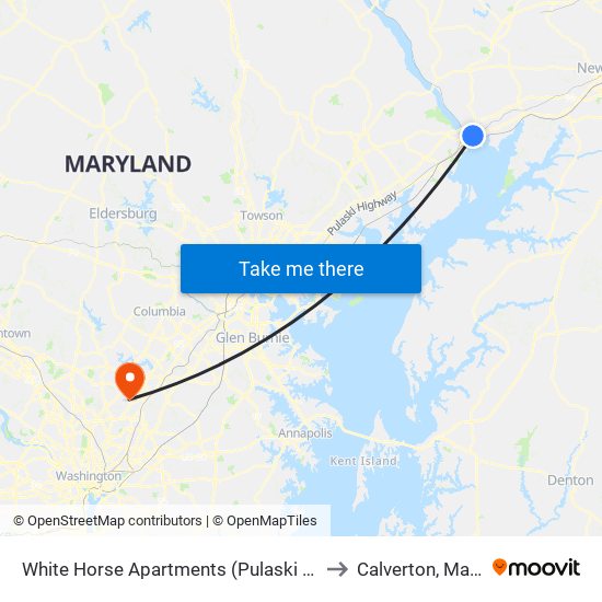 White Horse Apartments  (Pulaski Hwy/Us 40) to Calverton, Maryland map