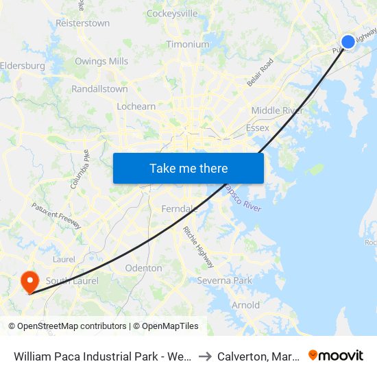 William Paca Industrial Park - Westbound to Calverton, Maryland map