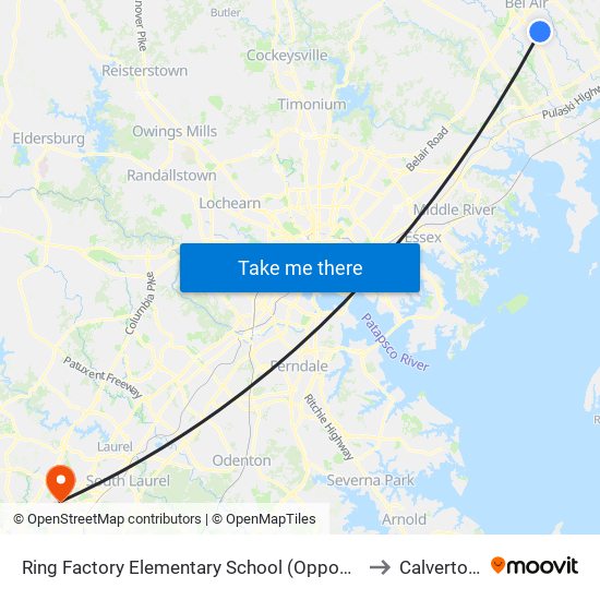 Ring Factory Elementary School (Opposite Emmorton Rd/Rt 924 & Lexington Rd) to Calverton, Maryland map