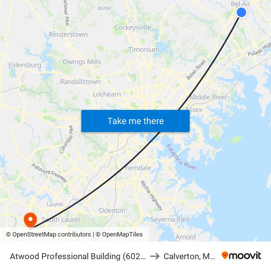 Atwood Professional Building (602 S Atwood Rd) to Calverton, Maryland map