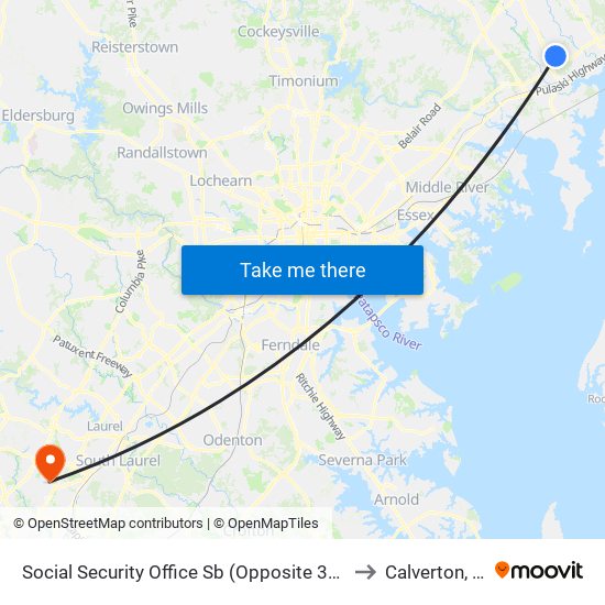 Social Security Office Sb (Opposite 3415 Box Hill S Corp Ctr Dr) to Calverton, Maryland map