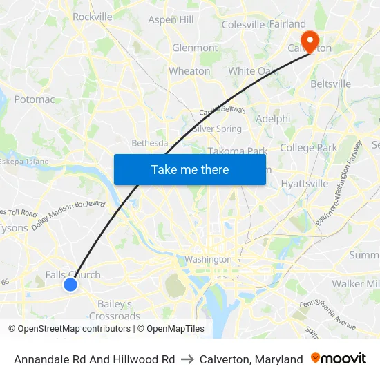 Annandale Rd @ Hillwood Rd to Calverton, Maryland map