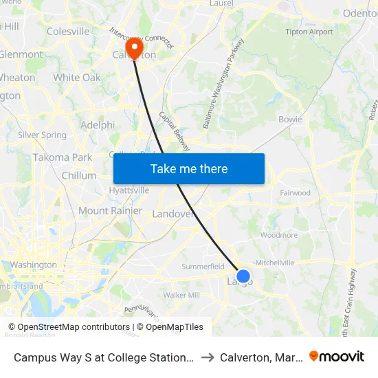 Campus Way S at College Station Dr (Pgcc) to Calverton, Maryland map