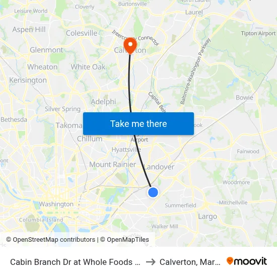 Cabin Branch Dr at Whole Foods Entrance to Calverton, Maryland map