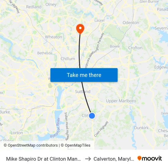 Mike Shapiro Dr at Clinton Manor Ent to Calverton, Maryland map