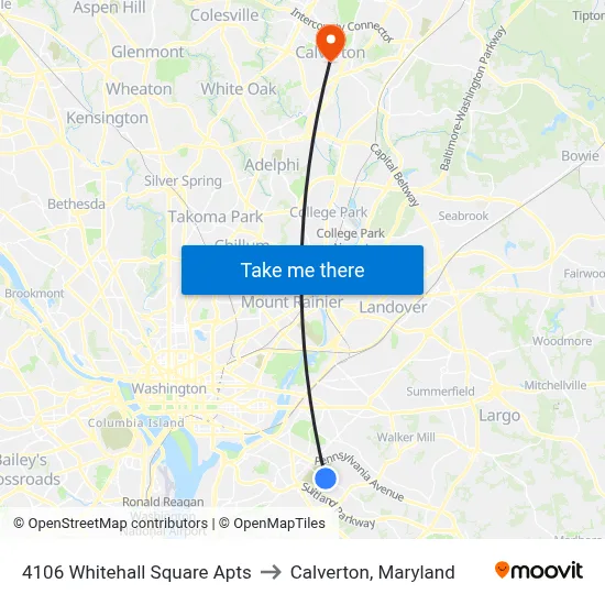 4106 Whitehall Square Apts to Calverton, Maryland map