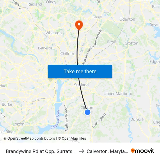Brandywine Rd at Opp. Surrats Rd to Calverton, Maryland map