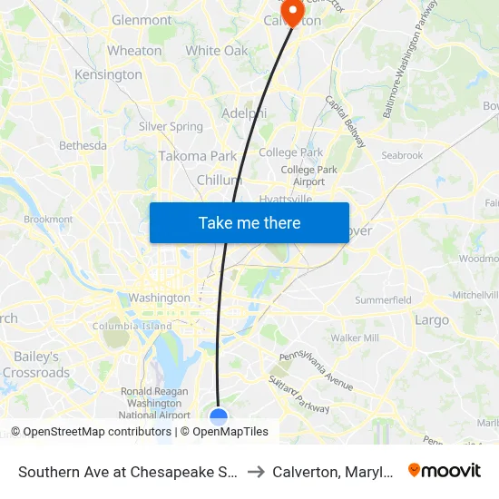 Southern Ave at Chesapeake St SE to Calverton, Maryland map