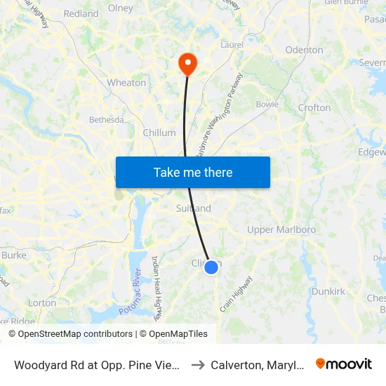 Woodyard Rd at Opp. Pine View Ln to Calverton, Maryland map