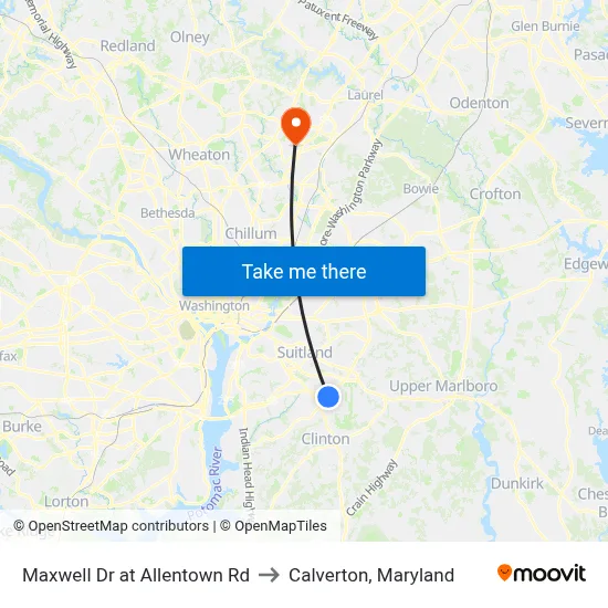 Maxwell Dr at Allentown Rd to Calverton, Maryland map