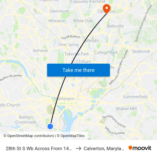 28th St S Wb Across From 1400 to Calverton, Maryland map