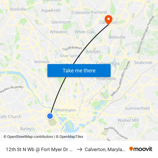 12th St N Wb @ Fort Myer Dr Ns to Calverton, Maryland map